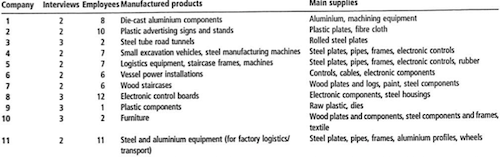 The 11 case companies