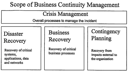 Elements of Business Continuity Management (Disaster Recovery, Business Recovery, Contingency Planning)